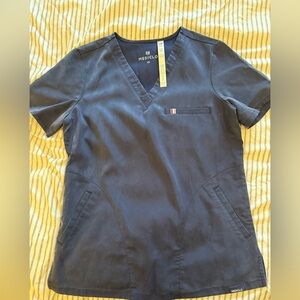 Mediclo Women's Navy  V-Neck Top